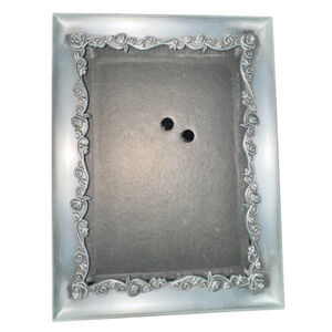 Vintage Pewter Decorel Silver & Black Floral Picture Frame One Size No Glass